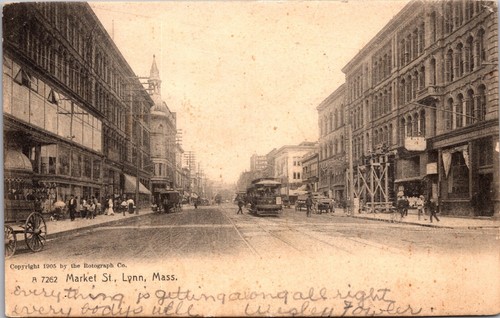Postcard street car - car, on