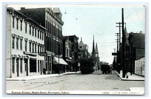 Postcard market street scene - postcard,